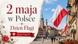 2 de mayo en Polonia con banderas polacas y celebración del Día de la Bandera